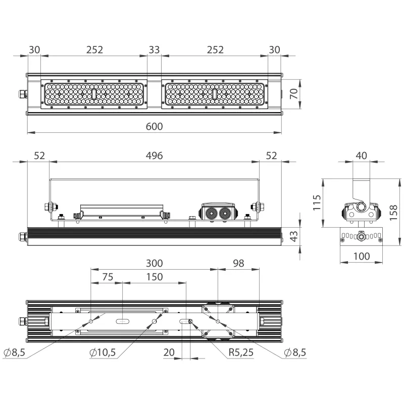 Складський LED світильник A-LED-100х43-1-600-100-16200, 100W