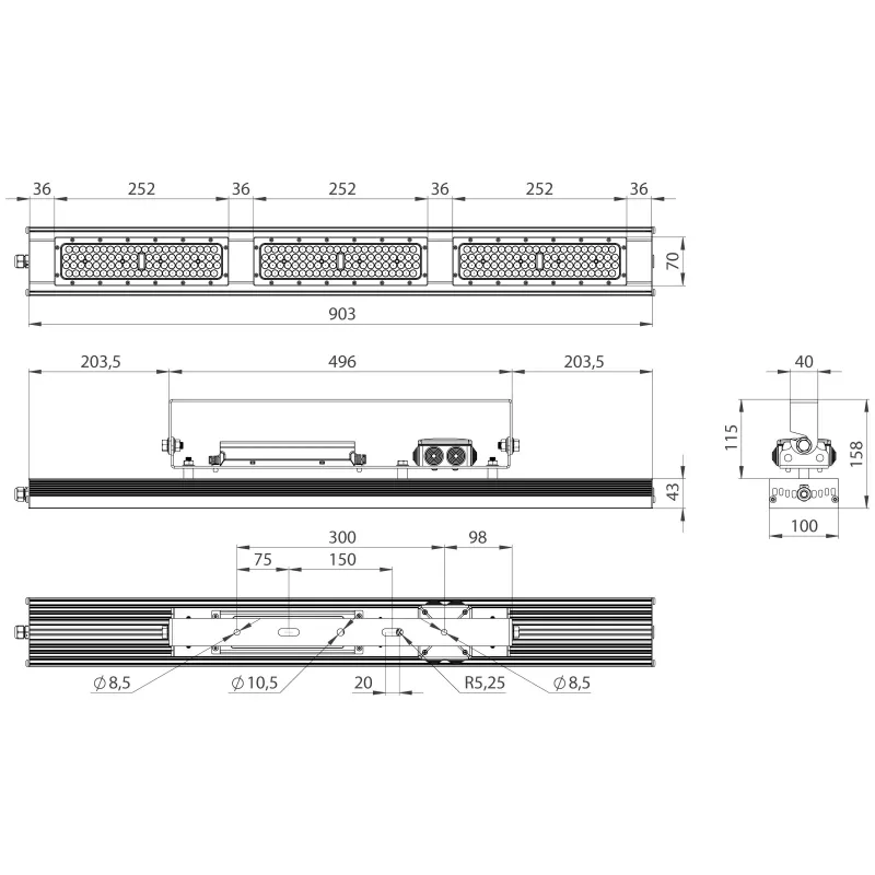 Складський LED світильник A-LED-100х43-1-900-150-24300, 150W